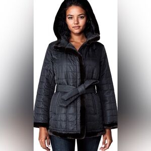 Black Quilted Jacket with Black Dyed Mink Trim